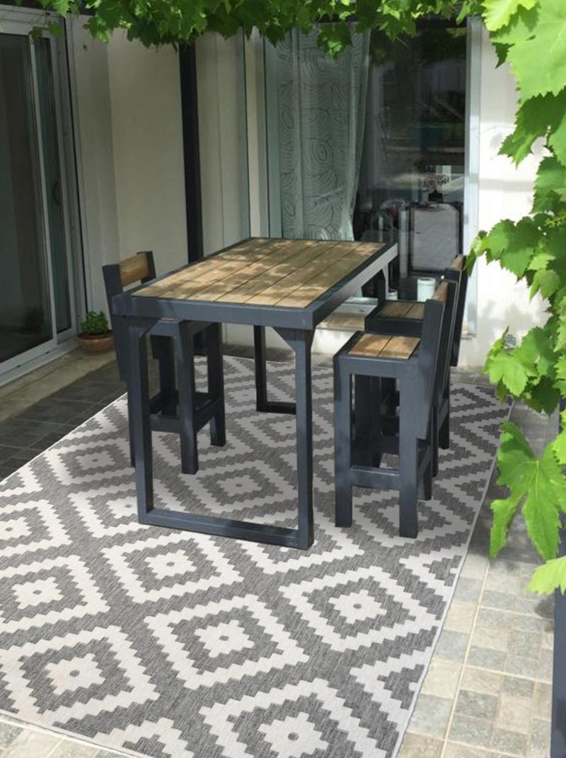 Tapis extérieur, kilim reversible LYN2 BC ROMA Argent - Kiabi
