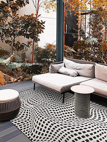 Tapis extérieur, kilim reversible LYN2 BK REVERSIBLE