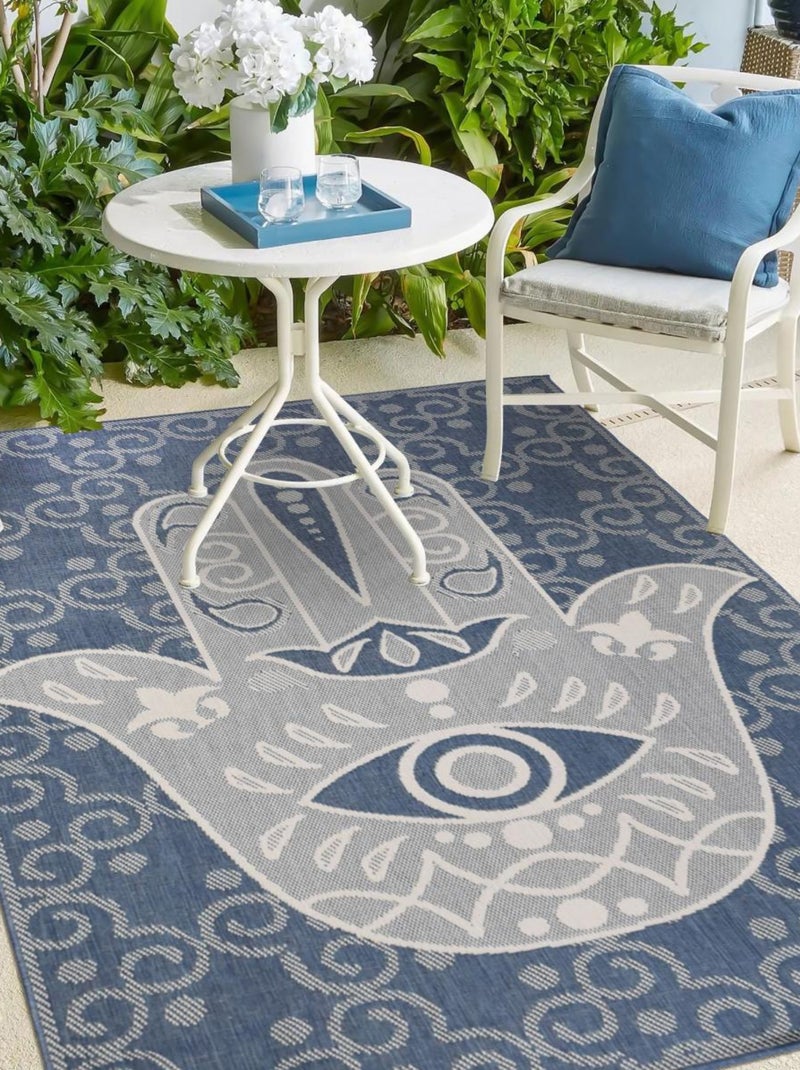 Tapis extérieur, kilim reversible LYN2 BLU Bleu - Kiabi