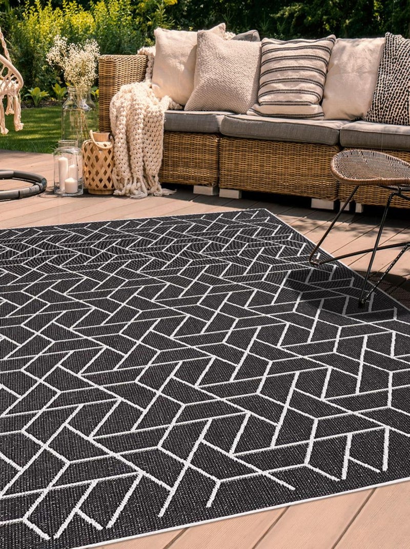 Tapis extérieur, kilim reversible LYN2 BRI Noir - Kiabi