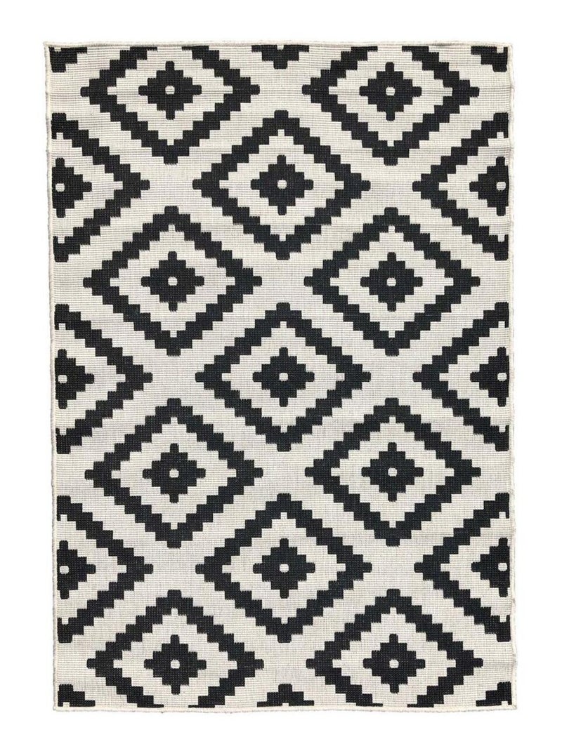 Tapis extérieur, kilim reversible LYN2 I REVERSIBLE Noir - Kiabi