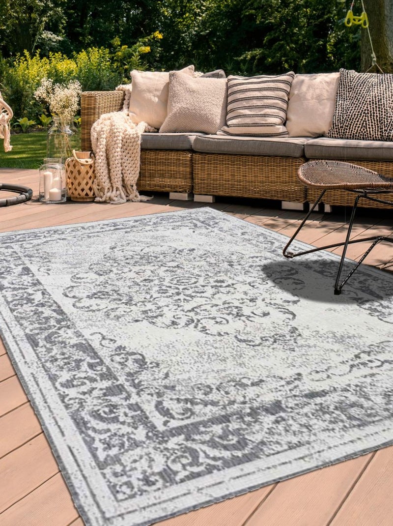 Tapis extérieur, kilim reversible LYN2 MED Argent - Kiabi
