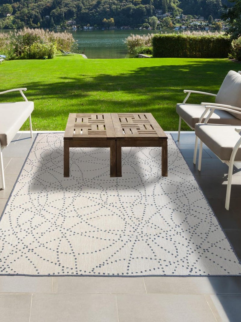 Tapis extérieur, kilim reversible LYN2 TEN Bleu - Kiabi