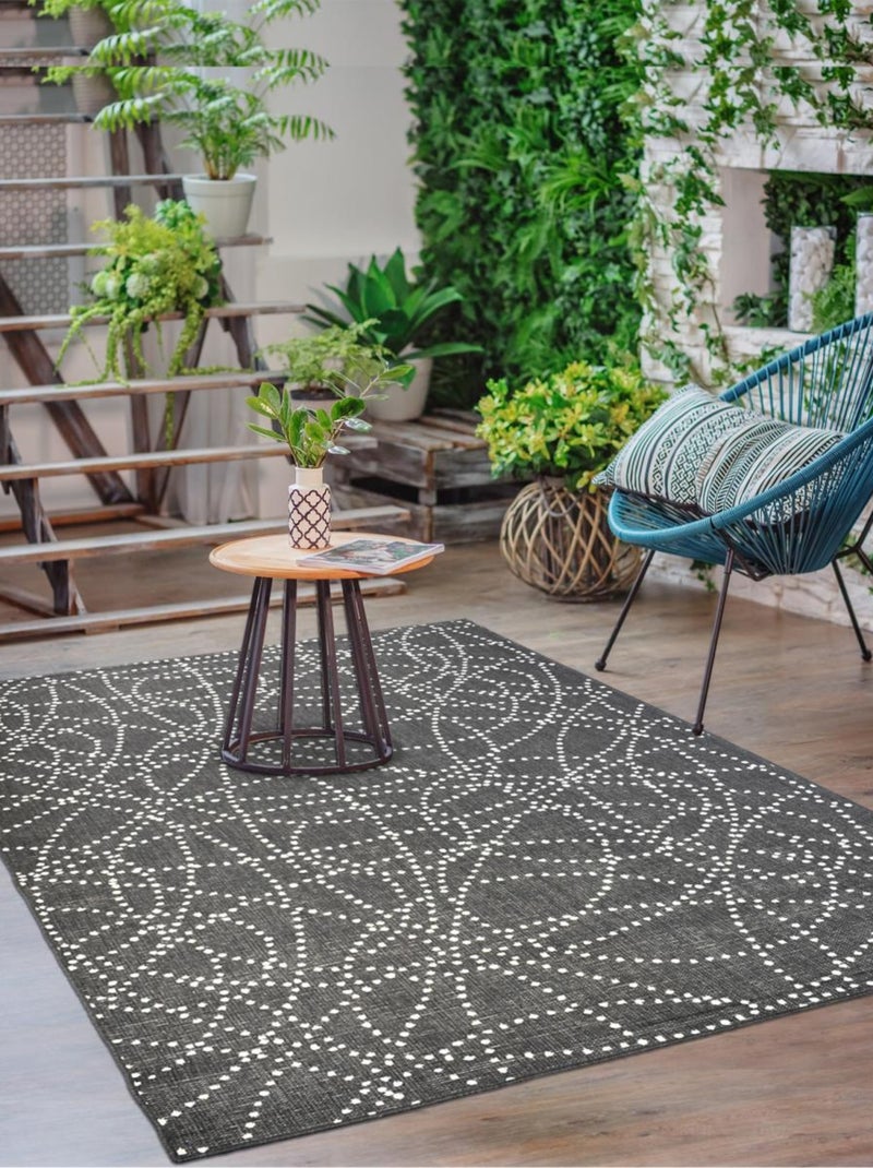 Tapis extérieur, kilim reversible LYN2 TEN Noir - Kiabi