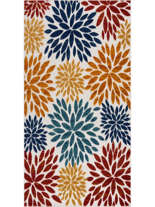 Tapis extérieur motif floral - Kiabi