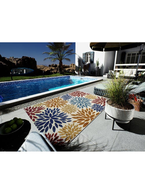 Tapis extérieur motif floral - Kiabi