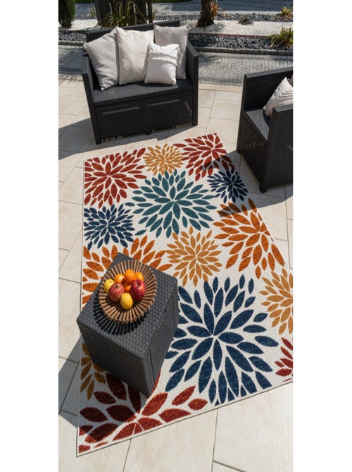 Tapis extérieur motif floral - Kiabi