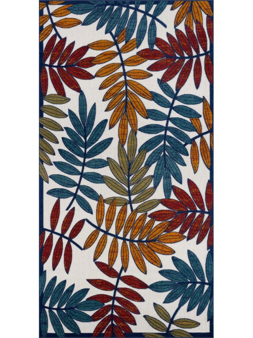 Tapis extérieur motif floral - Kiabi