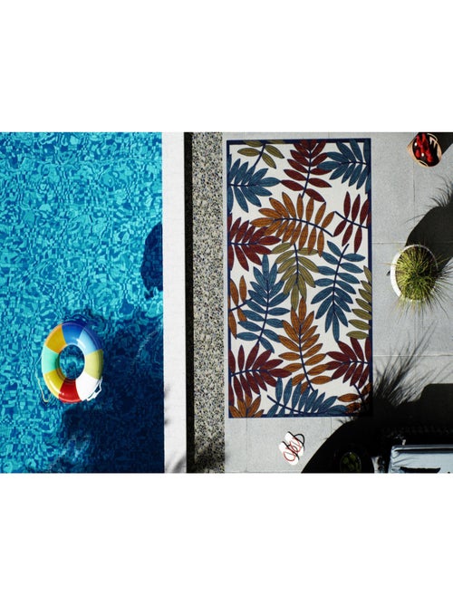 Tapis extérieur motif floral - Kiabi
