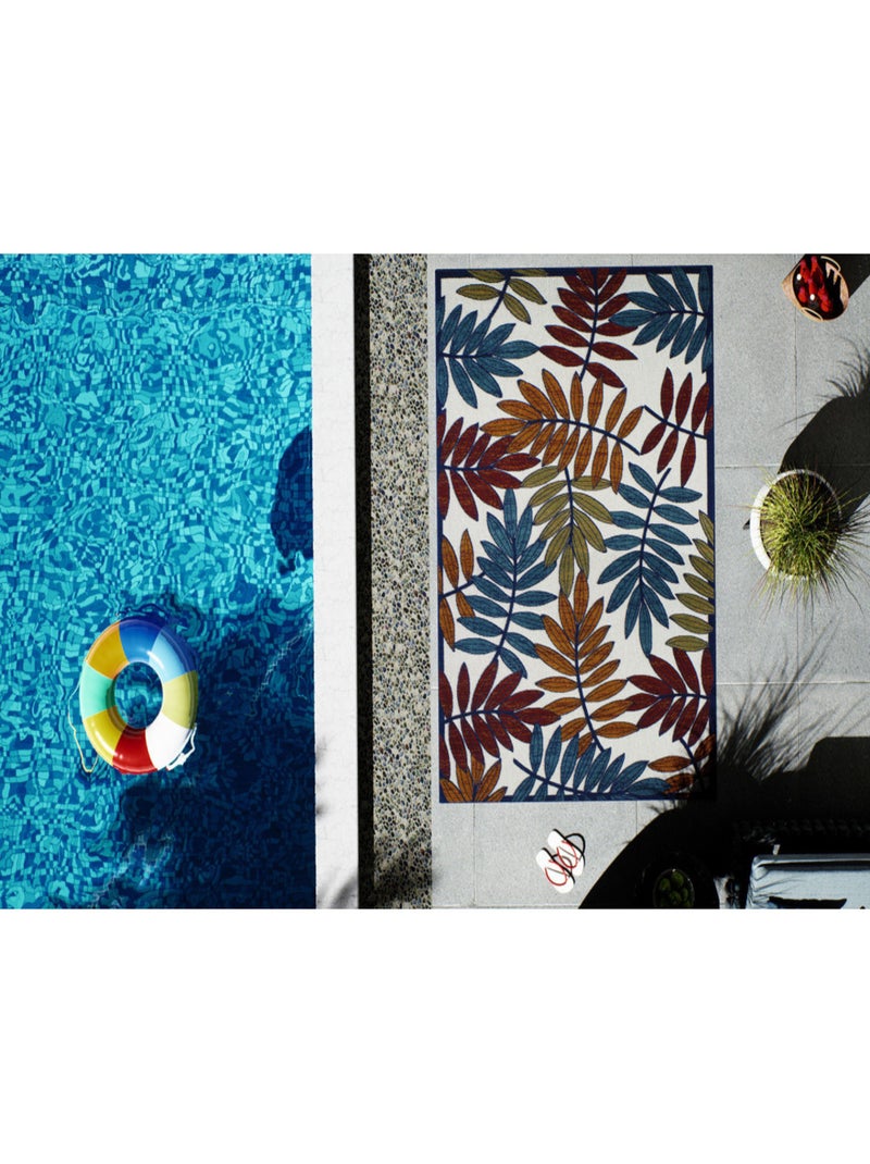 Tapis extérieur motif floral Multicolore - Kiabi