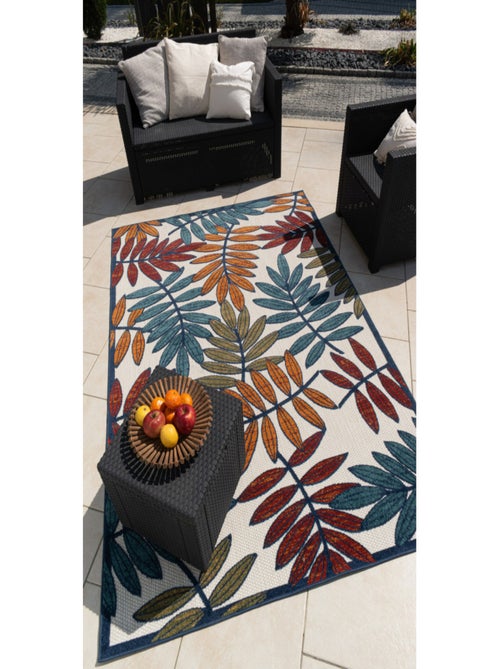 Tapis extérieur motif floral - Kiabi