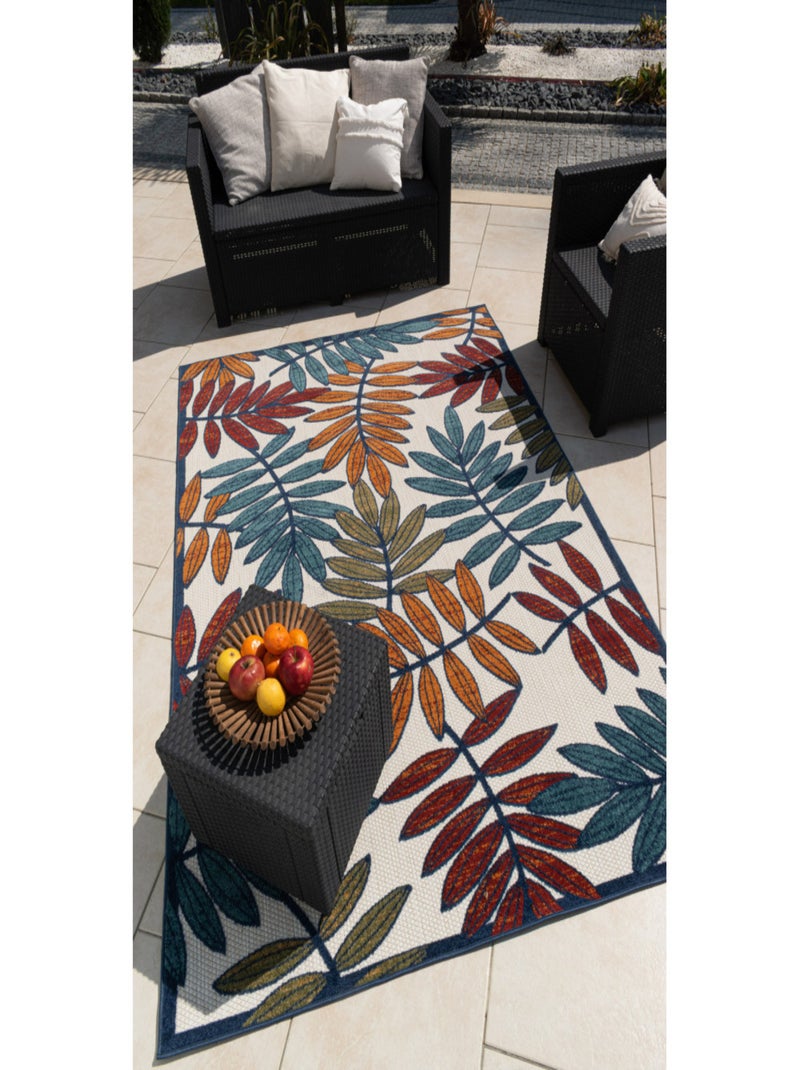 Tapis extérieur motif floral Multicolore - Kiabi