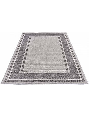 Tapis exterieur, motif géométrique kilim, structure résistante, cast