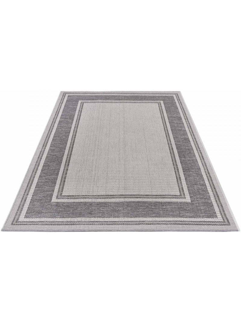 Tapis exterieur, motif géométrique kilim, structure résistante, cast Gris - Kiabi
