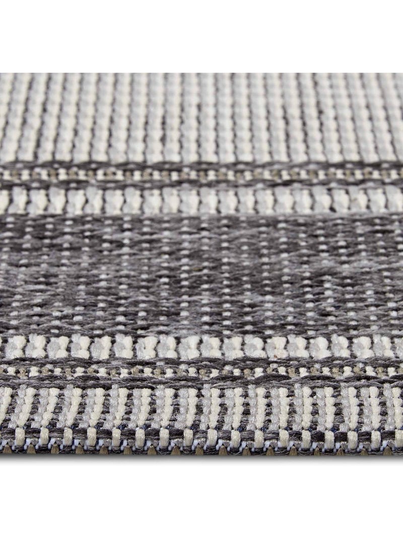 Tapis exterieur, motif géométrique kilim, structure résistante, cast Gris - Kiabi