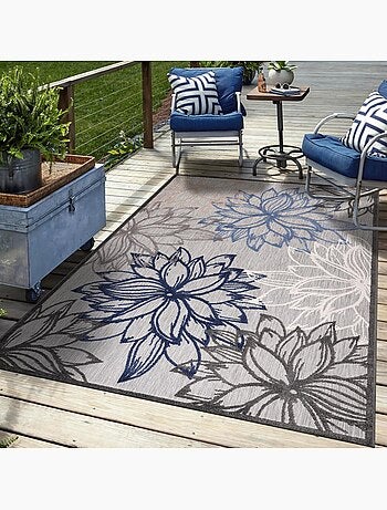 Tapis rond d'extérieur tissé kilim CHIMEKO