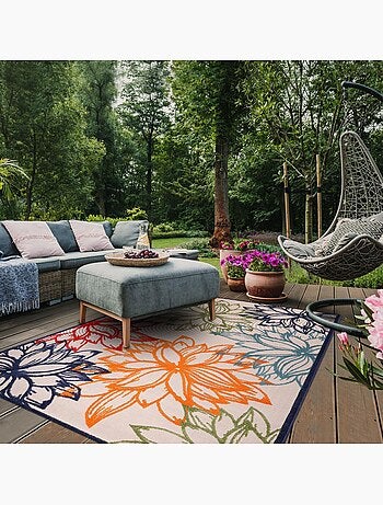 Tapis extérieur tissé kilim rectangle CHIMEKO