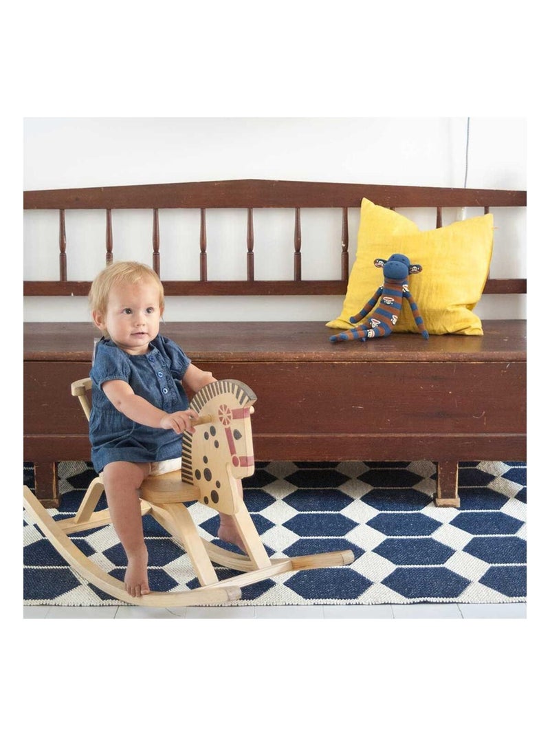 Tapis extérieur tissé kilim rectangle en PVC ANNA Bleu - Kiabi