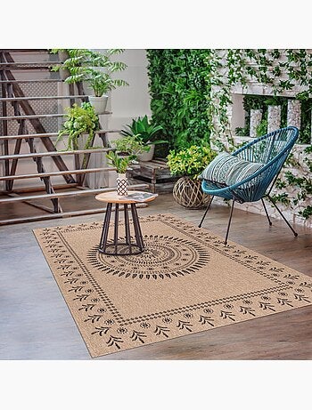 Tapis extérieur tissé kilim rectangle jute art 6