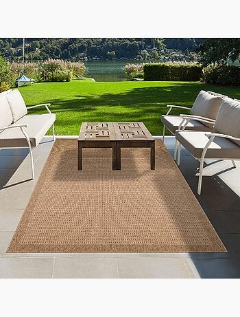 Tapis extérieur tissé kilim rectangle jute art