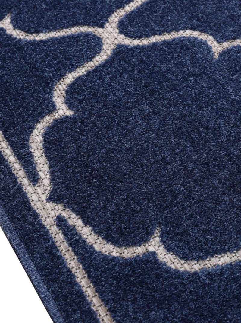 Tapis extérieur tissé kilim rectangle KUMA Bleu - Kiabi