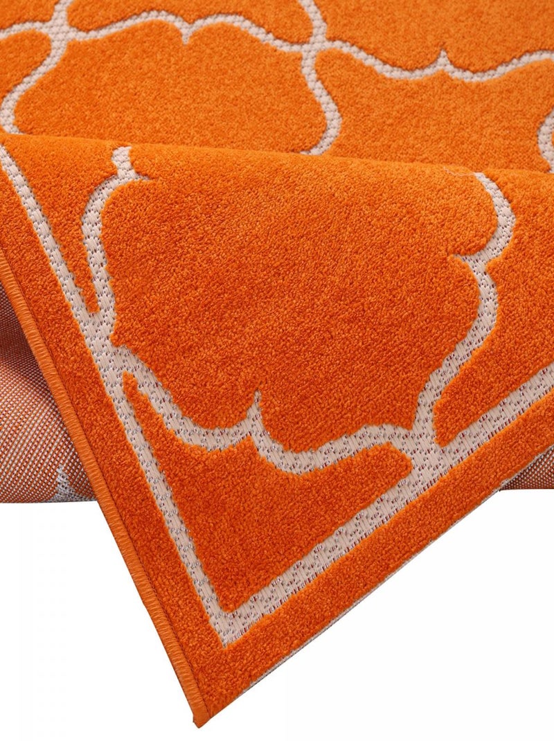 Tapis extérieur tissé kilim rectangle KUMA Orange - Kiabi