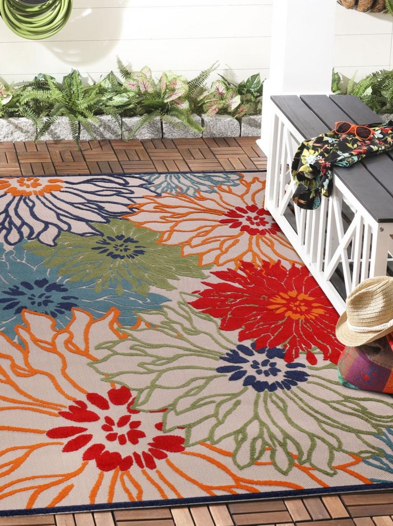 Tapis extérieur tissé kilim rond CHIMEKA Multicolore - Kiabi