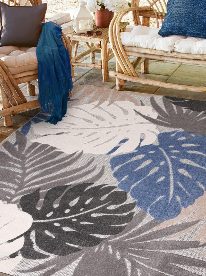 Tapis extérieur tissé kilim rond CHIMEKI Beige - Kiabi