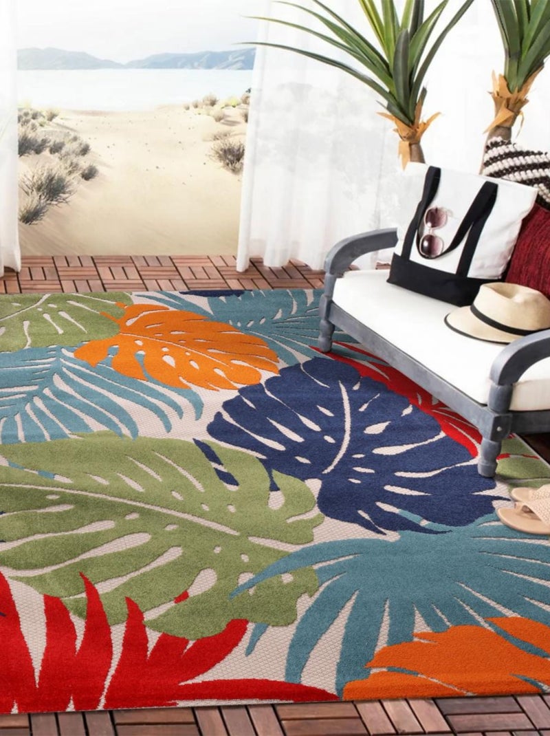 Tapis extérieur tissé kilim rond CHIMEKI Multicolore - Kiabi