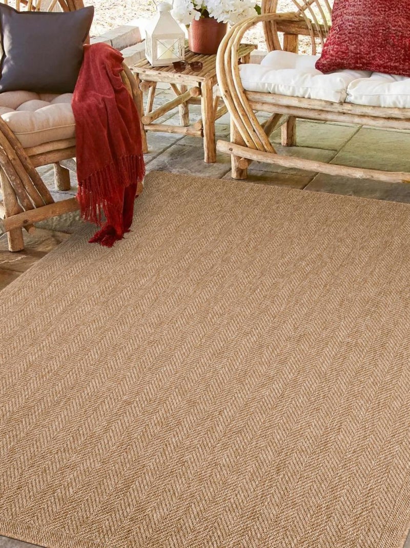 Tapis extérieur tissé kilim rond JUTE ART 4 Beige - Kiabi