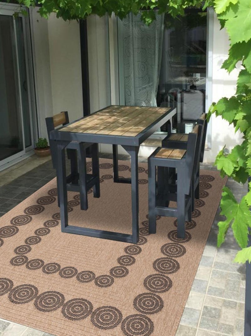 Tapis extérieur tissé kilim rond JUTE ART 8 Noir - Kiabi