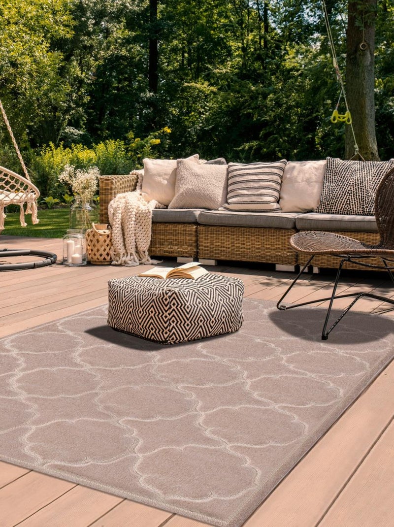 Tapis extérieur tissé kilim rond KUMA Beige - Kiabi