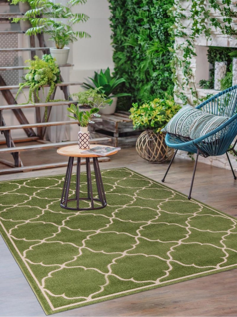 Tapis extérieur tissé kilim rond KUMA Vert - Kiabi