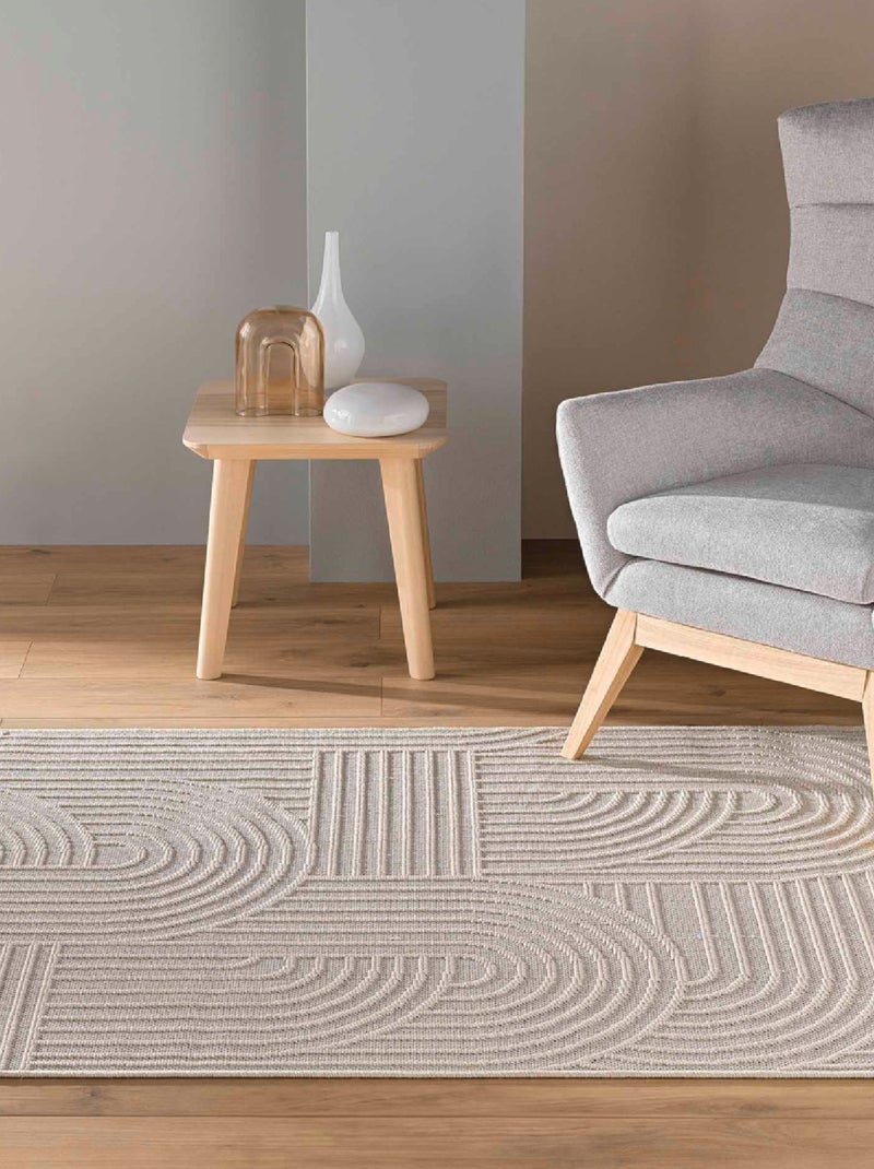 Tapis Ezio Graphique Tissé avec Reliefs Beige clair - Kiabi