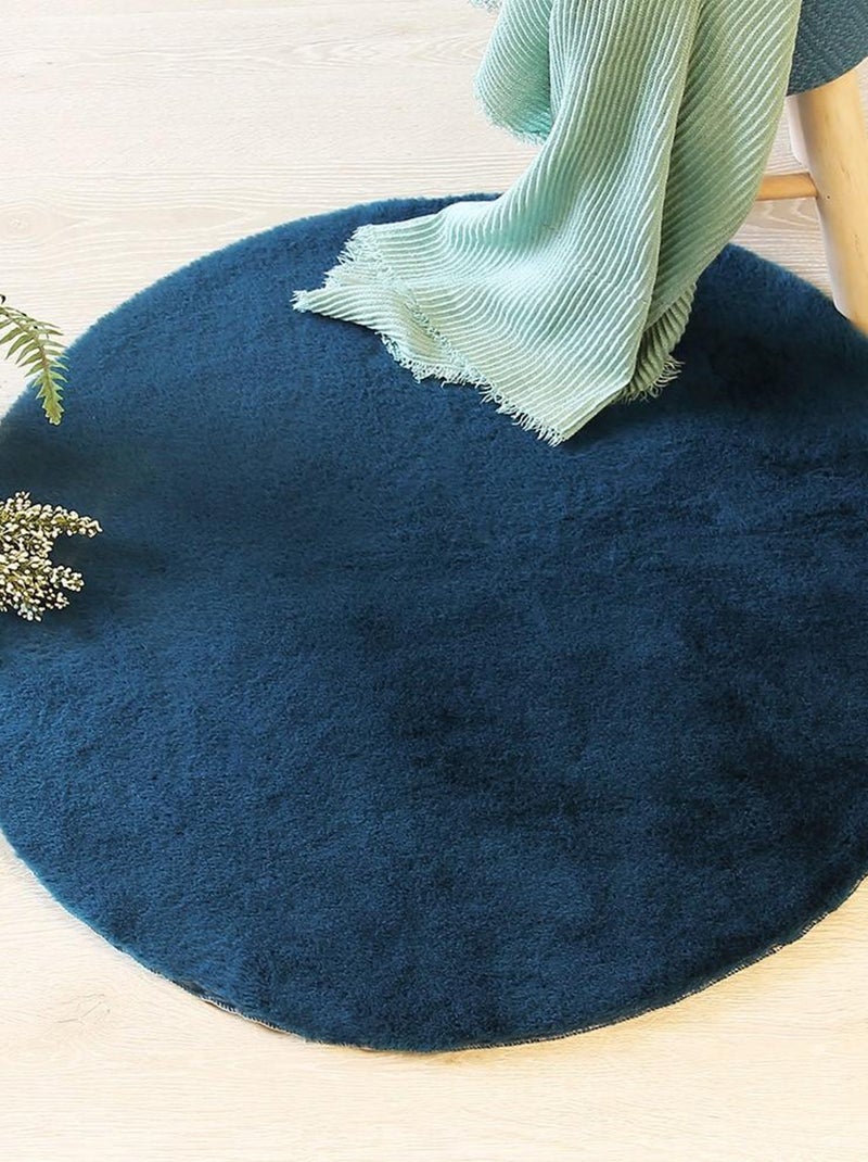 Tapis fausse fourrure extra doux CA 80 cm Bleu - Kiabi