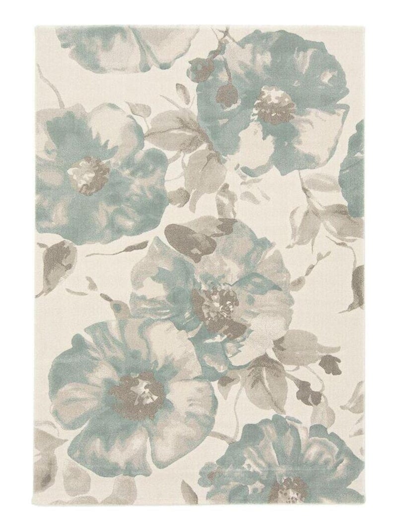 Tapis floral à courtes mèches design crème Leanie Ecru - Kiabi