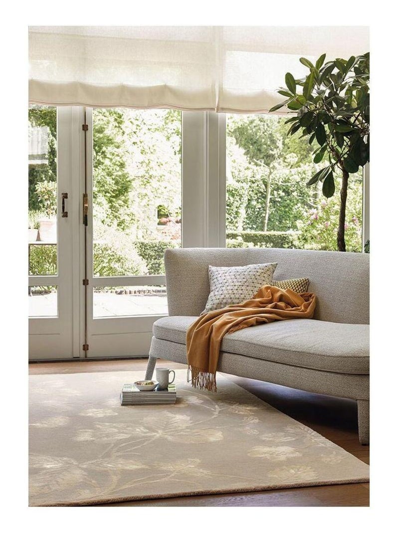 Tapis floral laine et viscose design tufté main Wild Strawberry Jaune - Kiabi