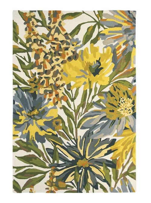 Tapis floral laine rectangle tufté main design Floreale - Kiabi