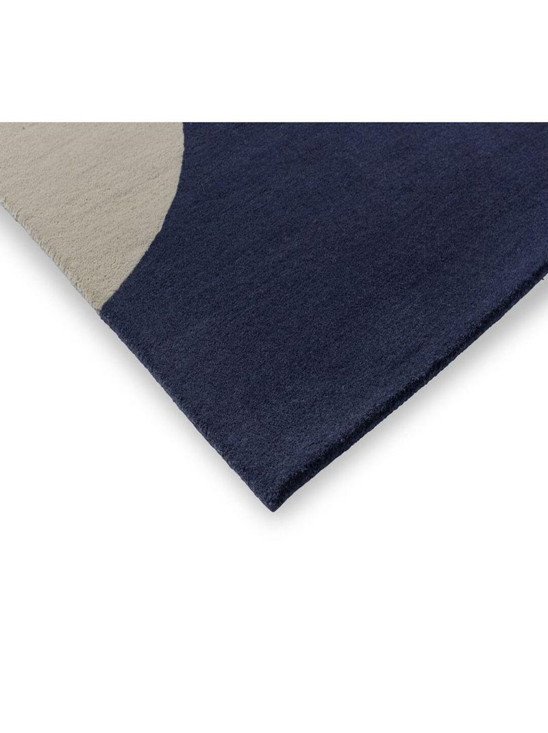 Tapis floral laine tufté main moderne graphique Geo Flower Bleu - Kiabi