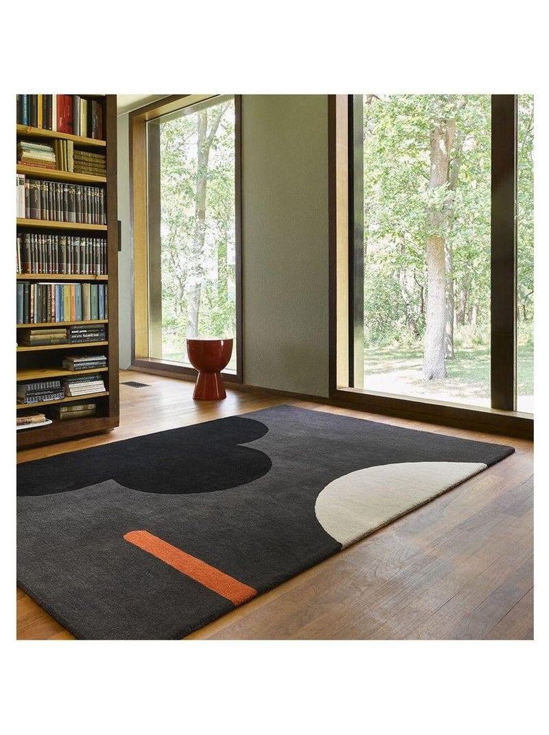 Tapis floral laine tufté main moderne graphique Geo Flower Gris - Kiabi