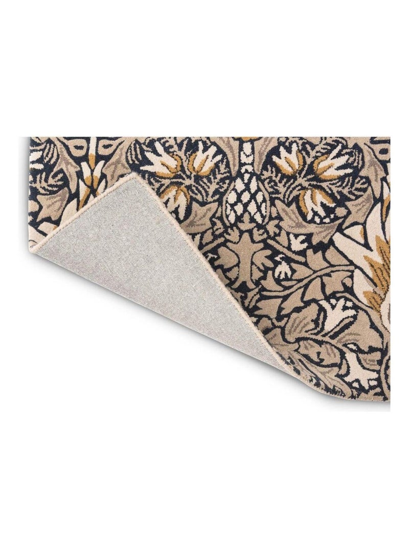 Tapis floral tufté main laine et viscose moderne Snakeshead Indigo - Kiabi