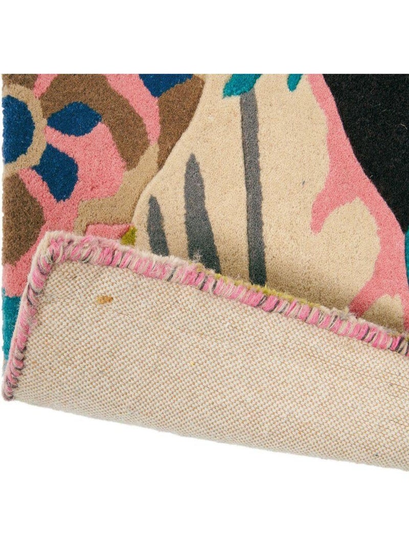 Tapis floral tufté main laine moderne Dahlia & Peony Cerise - Kiabi