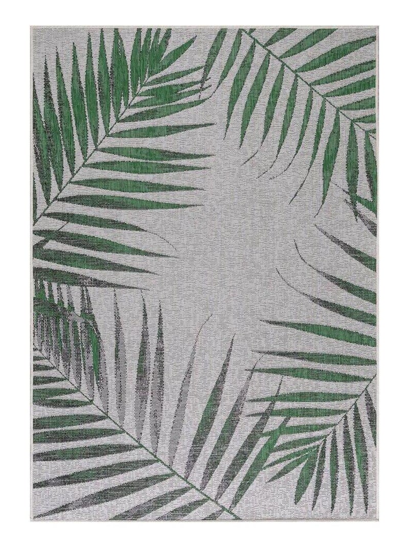 Tapis floral vert intérieur et extérieur plat Elios Vert - Kiabi