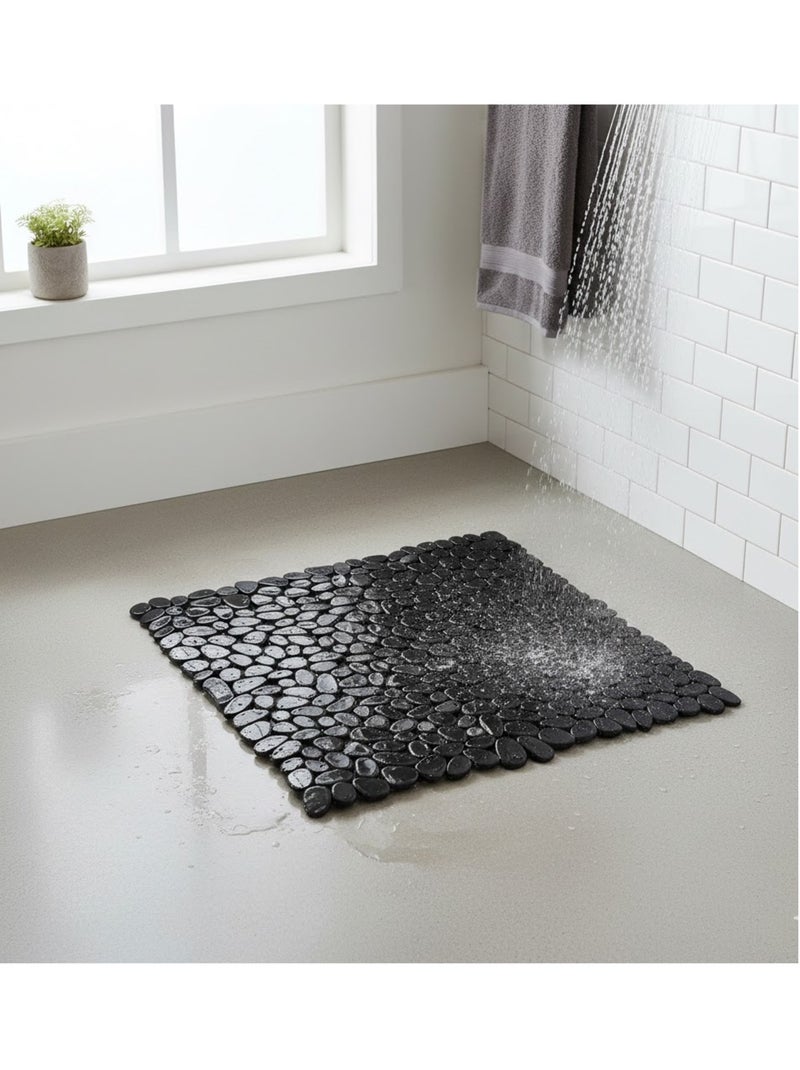 Tapis fond de douche Collection Galet Noir - Kiabi