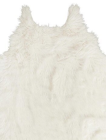 Tapis forme peau de bête imitation fourrure blanc 120x158 cm