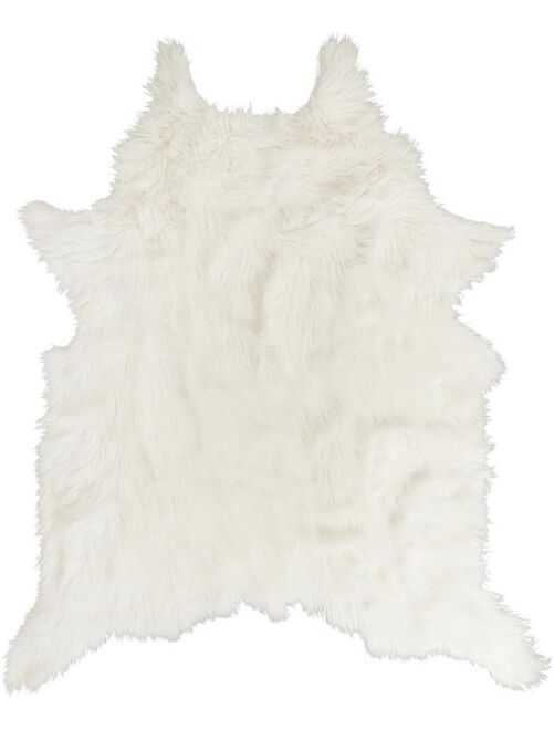 Tapis forme peau de bête imitation fourrure blanc 120x158 cm - Kiabi