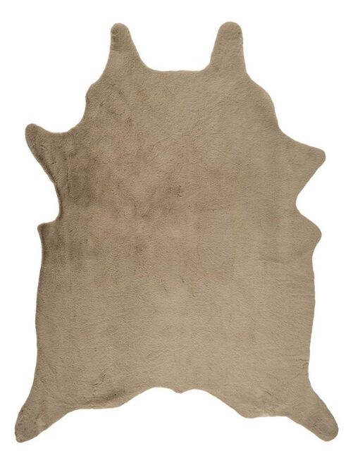 Tapis forme peau de bête imitation fourrure taupe 120x158 cm - Kiabi
