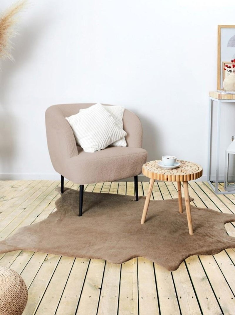 Tapis forme peau de bête imitation fourrure taupe 120x158 cm Beige - Kiabi