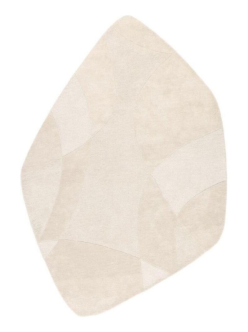 Tapis forme pierre tissé main moderne laine effet 3D Ester Blanc - Kiabi