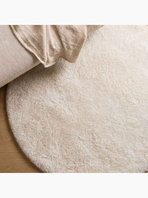 Tapis fourrure beige antidérapant d90cm - Kiabi